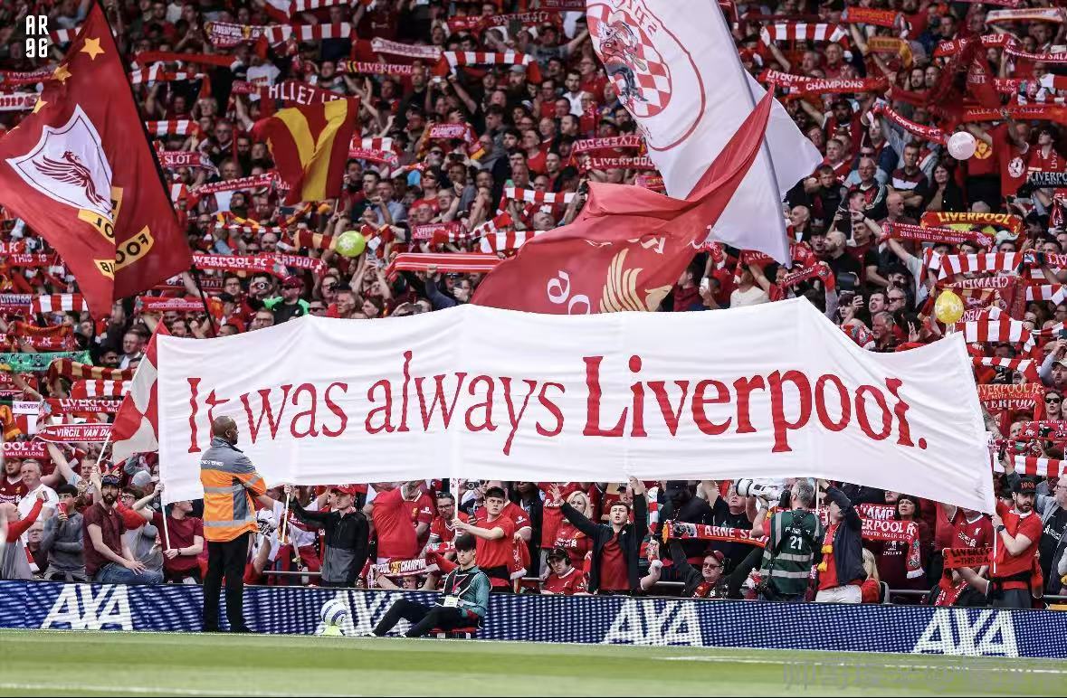 Liverpool fans holding the banner: "It was always Liverpool."